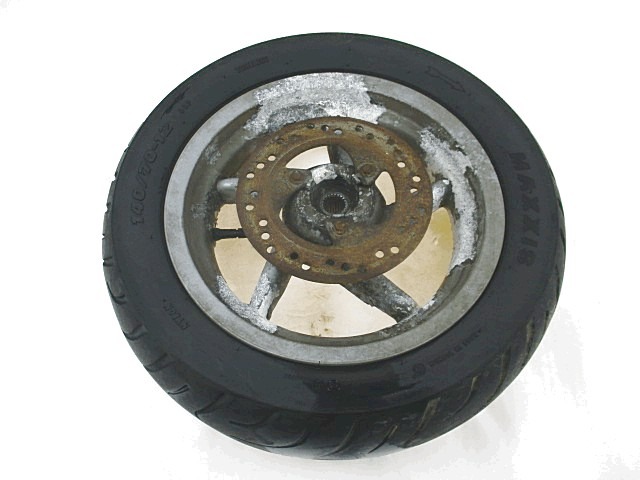 CERCHIO RUOTA POSTERIORE 12 POLLICI APRILIA LEONARDO 150 (1997 - 2002) AP8108917 LOGORATO DAL TEMPO DA RIVERNICIARE