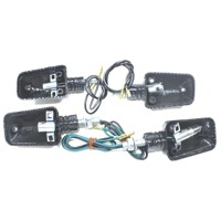 SET FRECCE UNIVERSALI COLORE FIBRA CARBONIO SENZA VETRO E LAMPADA FLASHER LIGHTS 