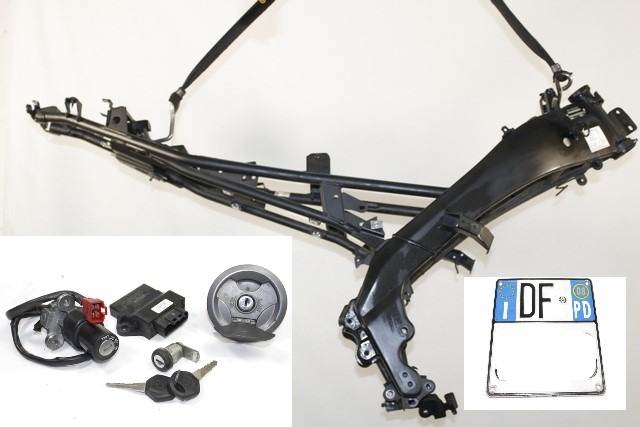 TELAIO CON DOCUMENTI E KIT CHIAVI ACCENSIONE YAMAHA YZF R 125 2008 - 2013 5D7F11100100 5D7WH2020900 5D7H591A0000 FRAME WITH ECU KEYS KIT