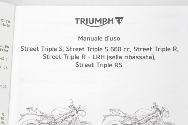 MANUALE D'USO E MANUTENZIONE TRIUMPH STREET TRIPLE RS 765 2017 - 2019 OWNER'S MANUAL